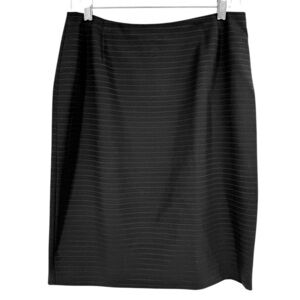 Emanuel Ungaro Black Striped Career Pencil Skirt Luxury French Designer, 10/44